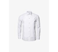 Eton Mens Eton Piqué Slim-Fit Cotton Black Tie Shirt White 16