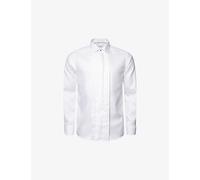 Eton Mens White Pleated Textured-twill Contemporary-fit Cotton Tuxedo Shirt 15.5