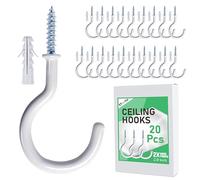 Etoolia 20 Pcs Ceiling Hooks for Hanging Plants - 2.9 inches Heavy Duty, Hanging Hooks for Christmas Lights, Cups, Decors - White Vinyl Coated Screw in Plant Hanger Hook Indoor and Outdoor