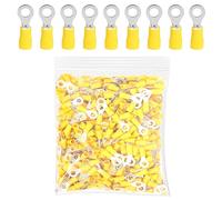 ETOPARS 100Pcs Yellow M8 Ring Wire Connectors 8.4mm Car Ring Insulated Terminal Connector Copper Butt Crimp Connectors 10-12 AWG Crimp Wire Electrical Crimp Cable Connector Kit