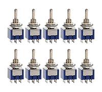 ETOPARS 10Pcs ON-ON Mini Miniature Toggle Switch Guitar AC 6A/125V 3A/250V Car Motor Dash Dashboard DPDT 6Pin 2 Position Solder Terminal Blue