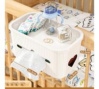 ETOPARS 2 in 1 Bedside Hanging Storage Baskets Dormitory Bunk Bed Pocket Storage Bag Organizer Caddy Desktop Storage Rack for Mobile Phone Magazine Books (Pattern 3-White with lid)