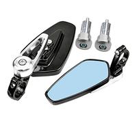 ETOPARS 22mm Motorcycle Rear View Mirrors 7/8" Bar End Rearview Mirrors | Motorbike Scooter Side Mirror Blue Tint Anti Glare Glass Aluminum Handlebar End Mirrors 1 Pair Silver