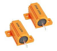 ETOPARS 2Pcs 25W 15 Ohm Aluminium Case Resistor High Power Load Resistors Gold Shell Plate Wirewound Chassis Mounted Heatshink Housing Repair Test Metal Resistor