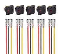 ETOPARS 5Pcs 12V 25A Round Switch Red LED Light Car Switch 25mm Car Rocker Switch Push Button Switch Waterproof Panel Dashboard Toggle Switch 3Pin ON OFF With Wire Socket