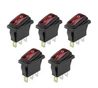 ETOPARS 5Pcs Car Round Rocker Switch 12V 20A Red LED Light Indicator Car Toggle Switch Waterproof 3Pin ON OFF SPST Auto Boat Electrical Control 35x17.5mm