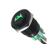 ETOPARS Black Case 19mm 12V 5A Car Motor Green LED Light Horn Speaker Push Button Toggle Switch Momentary Self Reset 5Pin High Head