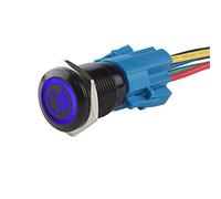 ETOPARS Black Shell 12V Car Vehicle Blue LED Light Rear Fog Push Button Stainless Steel Metal Toggle Switch 19mm Socket Plug