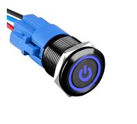 ETOPARS Black Shell 19mm Switch 12V 5A Car Toggle Switch Metal Push Button Switch Waterproof Toggle Switch ON OFF With Wire Socket Plug Blue LED Light Power Symbol