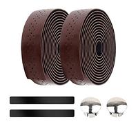 ETOPARS Brown Bicycle Handlebar Tape Cycling Road Bike Handlebar Tape Leather Handle Bar Grip Wrap Tapes Comfort Non Slip Breathable Anti Shock With Bar End Plug