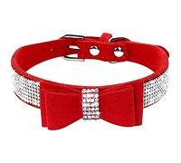 ETOPARS Cute Dazzling Dog Rhinestone Collar, Crystal Diamond Pet Dog Cat Collar, Suede Leather, Adjustable, Includes Leash, Large, Red, Full Crystal Rhinestones Design, For Medium and Large Dogs
