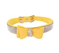 ETOPARS Rhinestone Dog Collar, Cute Dazzling Dog Rhinestone Collar, Crystal Diamond Pet Dog Cat Collar, Pet Collars with Rhinestones, Dog Collar Harness for Small & Medium Dogs (M, Yellow)