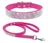 ETOPARS Rhinestone Dog Collar Leashes, Crystal Diamond Cat Collares Leash Set, Cute Dazzling Dog Rhinestone Neck Ring, Collar Harness for Small & Medium Dogs