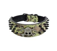 ETOPARS Skull Rivet Pet Collar, Collars for Large Medium and Small Dog, Skull Adjustable With Spike Rivets Crocodile Leatherette Dog Collar