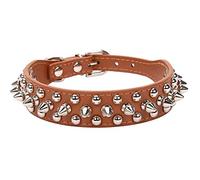 ETOPARS Spiked Studded Leather Dog Collar, Bullet Nail Rivet Collar for Medium & Large Dogs Pitbull, Dog Leash Punk Dog Collar