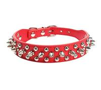 ETOPARS Spiked Studded Leather Dog Collar, Bullet Nail Rivet Collar for Medium & Large Dogs Pitbull, Dog Leash Punk Dog Collar