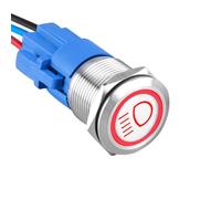 ETOPARS Stainless Steel 19mm Switch 12V 5A Car Toggle Switch Metal Push Button Switch Waterproof Auto Main Beam Light Switch ON OFF With Wire Socket Plug Red LED Light