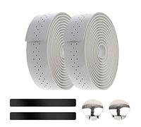 ETOPARS White Bicycle Handlebar Tape Cycling Road Bike Handlebar Tape Leather Handle Bar Grip Wrap Tapes Comfort Non Slip Breathable Anti Shock With Bar End Plug