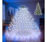 Etopgo Christmas Tree Lights,2m 16 Garland 400LED Christmas String Lights with Memory Timer,Cool White Light with Timer Waterproof for Indoor Outdoor Xmas Tree Decoration