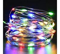 Etopgo Fairy Lights Christmas Decoration 5m 50 LEDs Fairy String Lights Battery Silver Copper Wire Firefly Lights DIY for Bedroom Gift Wedding Party Festival Outdoor (Muticoclor)