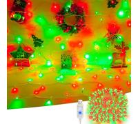 Etopgo USB Fairy Lights,10M100LED Christmas Red Green String Lights,8 Modes Indoor Outdoor USB Christmas Lights for Xmas Bedroom,Garden,Party Room Decorations