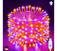 Etopgo USB Fairy Lights, 10M100LED Halloween Lights,Orange Purple String Lights with 8 modesfor Halloween,Autumn Parties Indoor Outdoor Decoration