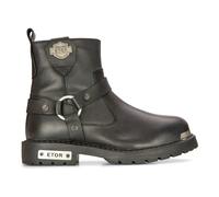 Etor Mens Black Leather Motorcycle Boots Western Rock Punk Metal Toe Ankle Boot - UK 7