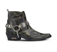 Etor Men's Distressed Leather Cowboy Ankle Boots - Black - UK 6