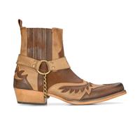 Etor Mens Western Cowboy Boots Vintage Pointed Knight Ankle Country Boot Riding Real Leather - Brown - UK 8