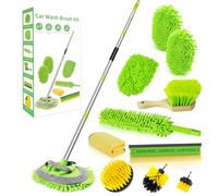 ETOUPA 62" Car Wash Brush Kit with Long Handle Chenille Microfiber Mop Mitt, Wheel Brush, Windshield Squeegee, Car Duster, Microfiber Towel, Gloves, Drill Brush for Cars, RV, Truck, Boat