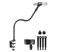 Etour 19-inch Gooseneck Microphone Stand with Desk Clamp - High Weight Capacity & Flexible Gooseneck Arm with 2 Mic Holders, 1/4" & 3/8" Adapters, Ideal for Podium, Church, Lecture, Recording Studio
