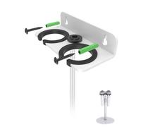 Etour 2-Slot Multi Microphone Holder (White) for Mic Stand Storage Organizer for Handheld Dynamic Wired and Wireless Mics Wall Mounter or Rubber Padding to 5/8"-27 or 3/8"-16 Threaded - Up to 2 Mics