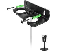 Etour [2026 Upgrade] Multi Microphone Holder for Mic Stand Storage Organizer for Handheld Dynamic Wired and Wireless Mics Wall Mount or Rubber Padding to 5/8"-27 or 3/8"-16 Threaded - Up to 2 Mics