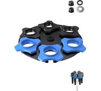 Etour 6-Slot Multi Microphone Holder for Mic Stand, Alloy Base & Anti-Roll Rings, Compatible with 5/8", 3/8" and 1/4" Threaded Stand, Wired & Wireles Mics Organizer and Display for Studio and Stage