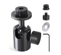 Etour Ball and Socket Head Microphone Adapter, All Metal, 180° & 360° Swivel Mini Mic Ball Head Adapter with 5/8"-27 Thread & 3/8" Scew Adapters, Ideal for Microphone Angle Adjustment & Studio Setup