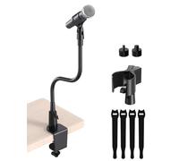 Etour Gooseneck Mic Stand with Clamp, 19-Inch Flexible Desktop Microphone Arm Holder with 3/8" & 1/4" Screw Adapters, 360° Adjustable, Ideal for Podium, Pulpit, Lecture, Conference and Live Streaming