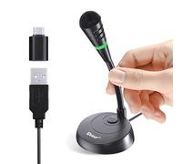 Mic for Mac Mini m4, USB C Microphone, Plug &Play Desktop Cardioid Condenser External Small Computer Mic for Laptop, Mute Button with LED Indicator, for Windows, Recording, Dictation/Zoom Meetings