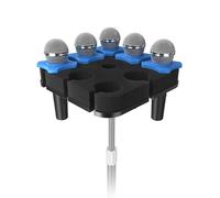 Etour Multi Microphone Holder for Mic Stand Square Tray Microphone Storage Organizer for Handheld Dynamic Wired and Wireless Mics Rubber Padding Mounted to 5/8"-27 or 3/8"-16 Threaded