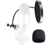 Etour Yeti Microphone Pop Filter with Foam Windscreen [Custom Built for Blue Yeti Mic] 5.8 inch Diam 2 Layers high Density Pop Filter for Mic Cover Yeti Pop Screen (Cover Foam 1Pcs,Pop Filter 1Pcs)
