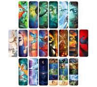 Etparé 20 Fire Wings Bookmarks, Wings of Fire Book 1-15, Tui Sutherland, Multicolor, Thick Vinyl Coated Paper, 2 x 6 Inches