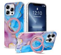 ETPESOK Compatible with iPhone 13 Pro Case Marble Pattern with Magnetic Ring Stand [Compatible with Mag-Safe] TPU Protective Phone Case for iPhone 13 Pro 6.1" for Women Men, Marble Purple Blue