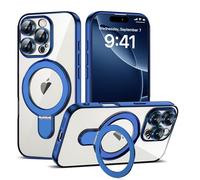 ETPESOK Plating Clear Phone Case for iPhone 16 Pro with Stand 6.3", Blue