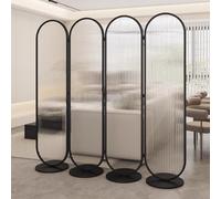 Etr Arched Folding s Room Divider - Modern Portable for Office Bedroom Bathroom & Dressing Room (Black 4 Panels 40cm Wide)