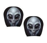 Etracrec Alien Print Vehicle Headrest Covers with Gathered Lower Opening | Matching 2-Cover Pair, Decorative Coverage for Vehicle Headrests, Gathered Lower Opening and Slip-on Construction