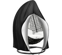 ETRAVEL Hanging Chair Cover with Zipper - Heavy Duty Egg Swing Cocoon Chair Cover,Outdoor Waterproof Windproof Durable Heavy Duty Garden Furniture Protector (BLACK, 230 * 200cm)