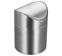 ETRAVEL Mini Desktop Bin with Lid, Brushed Stainless Steel Swing Bin, Trash Can Small Desk Indoor Dustbins Car Desk Office Bathroom Kitchen Waste Pods Tea Bags 13 * 13 * 18CM 1.7L