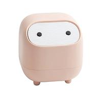 ETRAVEL Small Wastebasket Bin with Lid, Cute Mini Office Bins Cartoon Desk Dustbin for Home,Vanity Tabletop, Bedroom (PINK)