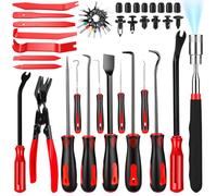 Etre Jeune 106pcs Precision Pick and Hook Tool Set,Trim Removal Tools,Clip Removal Plier Fastener Removers with Car Retainer Body Clips Set,Red