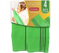 etreetowel Extra Large Size 90 x 30cm (4 PCs) Korean Asian Exfoliating Bath Washcloths Mitt Scrub for Body and Back washcloth Glove Viscose Rayon Towel for Soft Skin