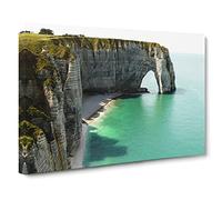 Etretat Normandy France Seascape Canvas Print | Gallery Wrapped 30mm Frame Wall Art | 20x14 inches | Ready to Hang | Modern Seascape Picture | Living Room Bedroom Lounge Office